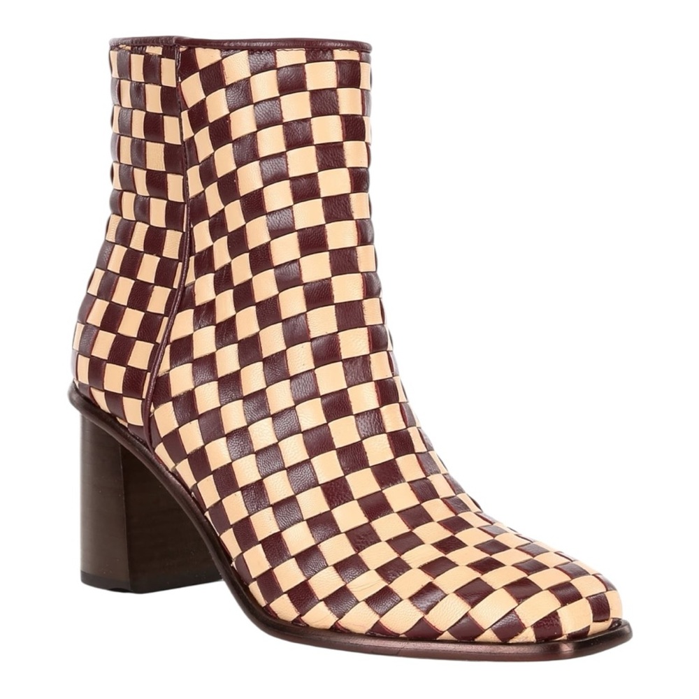 ANTONIO MELANI Checkered Ankle Boots - Brown and Cream